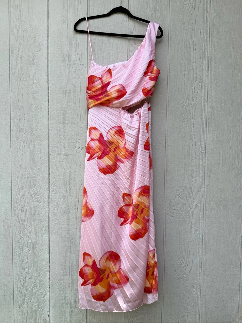 Abercrombie & Fitch giselle pleated one shoulder cutout maxi dress large tall